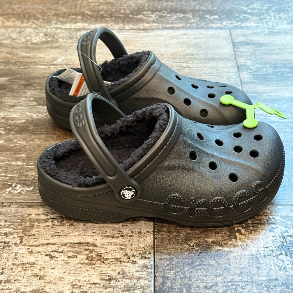 Crocs‎ Baya Lined Clog Relaxed Fit Fleece Cozy Hike Camp Black Womens Size 7 NWT